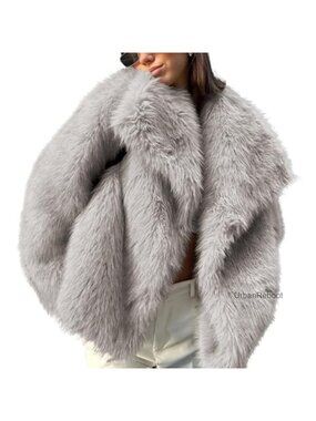 Womens Faux Fur Coat Shaggy Oversized Button Fuzzy Warm Winter Jacket